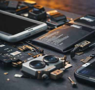 Piezas desmontadas de celular